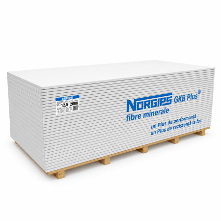 Placa gips-carton Norgips GKB Plus, tip A, 12.5 x 1200 x 2600 mm